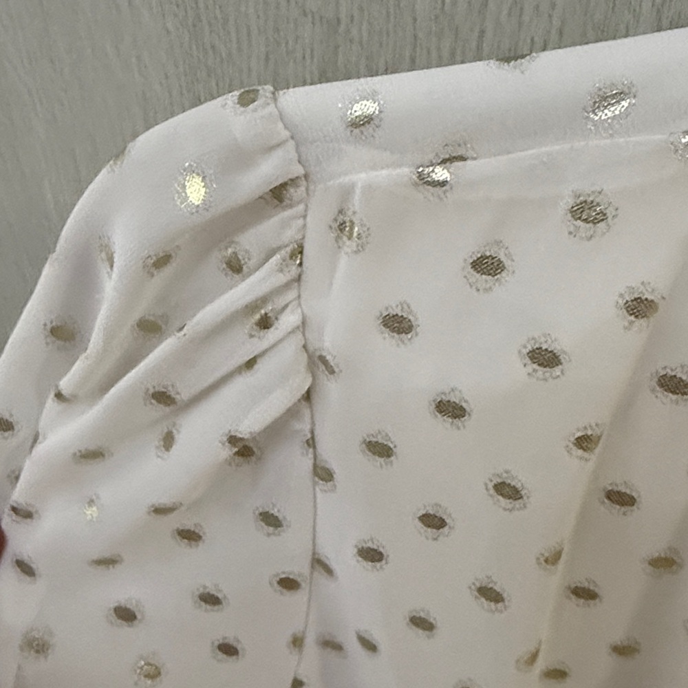 Moving Sale 🛍️Banana Republic Cream Gold Dot Wrap Blouse - Picture 3 of 7